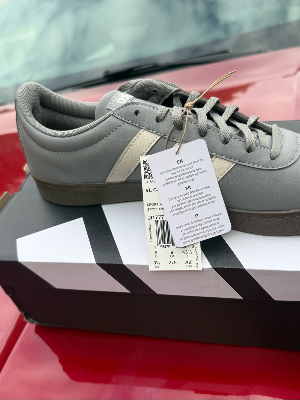 adidas Gray Low-Top Sneakers with Cream Accent